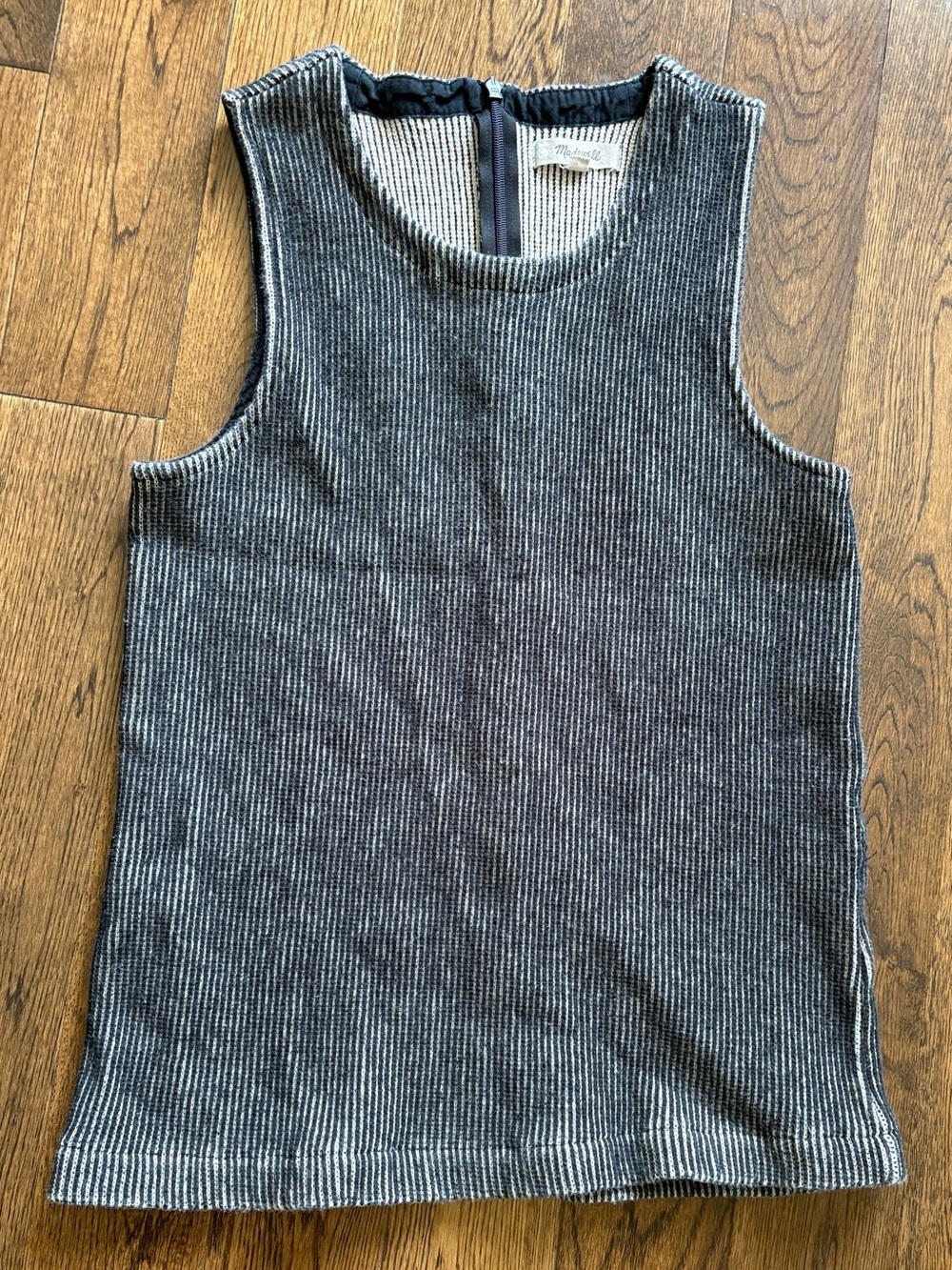 Madewell Charcoal Gray Ribbed Crewneck Sleeveless Top Size Small